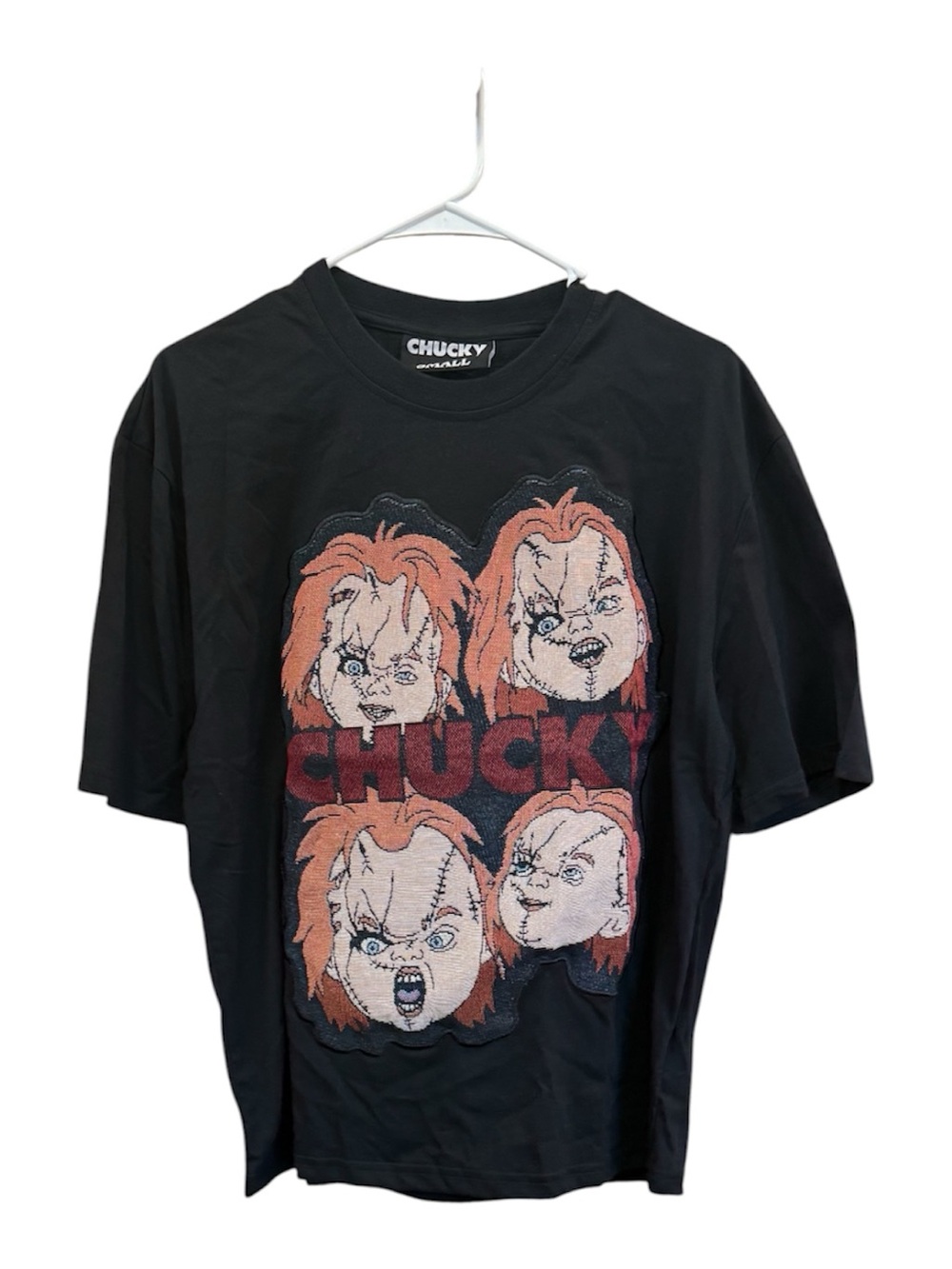 Reason Chucky Tapestry T-Shirt Size Small Black Woven Patch